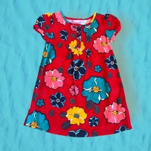 LC Waikiki FLORAL Thin Corduroy DRESS Puff Sleeve w/ Buttons RED Girls Size 6-7